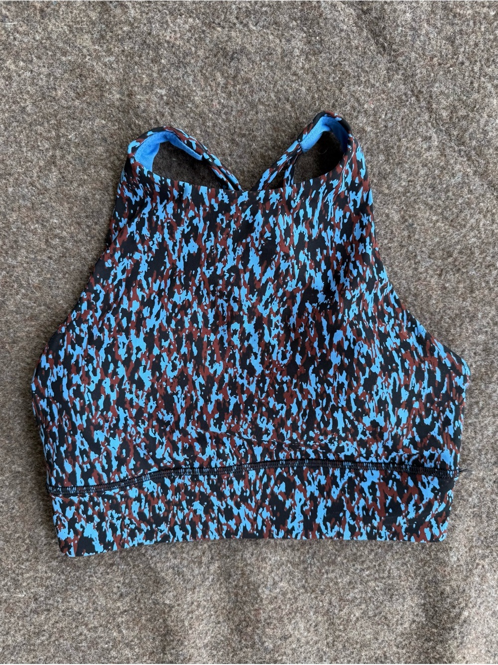 lululemon athletica Blue and Brown Printed High-Neck Sports Bra